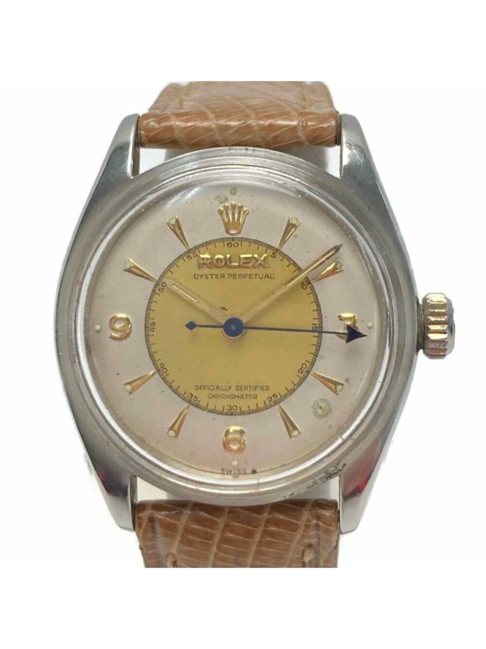 Rolex Oyster Perpetual Bubble Back Gold Silver Watch